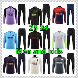 23 24 Paris tute allenamento psgs chandal mbappe kit survêtement piede tuta retro futbol Calcio calcio uomini e bambini movimento