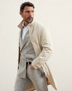 남성 트렌치 코트 스프링과 여름 라이트 카키 미드 길이 바람막이 자켓 코트