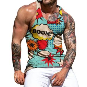 Klänningar man tank tops 3d digital tryck väst sommarmode och fritid o nacke manliga kläder kroppsbyggande singlets fiess väst 2022