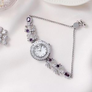 Relógios de pulso 2023 relógio de alto valor feminino feminino sofisticado pulseira de jade incrustada com joias de pedra