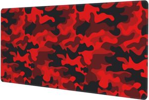 Red and Black Camo Extended Large Gaming Mouse Pad Non Slip Rubber Base Mousepad Stitched Edges 31.5 X 11.8 Inch