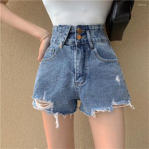 Womens Shorts Summer Denim Women Hole Frayed Girls College All-match Solid Younger Prevalent High Waist Casual Mujer Slender Jean