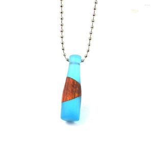 Pendant Necklaces Stick Shaped Necklace Solid Wood Combined With Resin Craft Holiday Birthday Party Men And Women Jewelry Gift