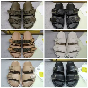 mens sliders mens sandals designer slippers women men slippers genuine leather double buckle flat bottomed men shoes comfortable fashion able vintage sandals