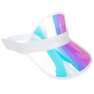 Boinas de PVC Viseira de Sol Chapéu Plástico Colorido Transparente Boné de Proteção UV Praia Transparente Iridescente Para Esportes de Verão Ao Ar Livre