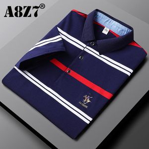 Pants 2022 New Summer Men Classic Striped Polo Mens Cotton Shortsleeved Embroidered Business Casual Hot Polo Shirt Male Dropshipping