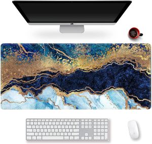 Genişletilmiş Oyun Mouse Pad XXL Artso Büyük Klavye Mat Uzun Mousepad Yazma Pedi Kayma Kauçuk Base 35.1 x 15.7 Mavi Mermer