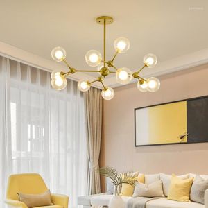 Żyrandole nowoczesny złoty czarny żyrandol LED 9/12/15 światło do salonu sypialnia sufitowa gałąź szklana lampa wiszącaCD