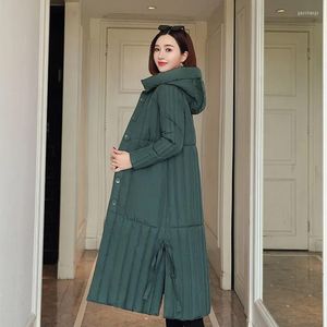 女性のトレンチコート冬コートロングルーズオーバーサイズプラス 3XL ジャケット女性フード付きパッド入り服ビッグポケットパーカー厚みのある品質ブラウス