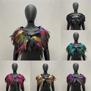 Scarves Gothic Feather Fake Collar Black Iridescent Rooster Shoulder Wrap Shawl Shrug Cosplay Party Halloween Costume