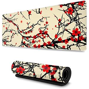 Japanese Cherry Blossom Mouse Pad XL Stor halkfri gummimusmatta Sydda kanter Skrivbordsdyna Lång förlängd mössdyna 31,5X11,8