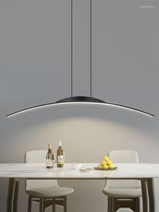 Pendellampor Arc Strip LED-lampor Restaurang Bar Bord Hänglampa Modern Enkel Matsalsupphängning Armatur Nät Röd Fixturer