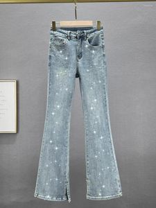 Moda jeans da donna nella primavera 2023 Pantaloni con fondo micro a vita alta che dimagriscono lavori pesanti stiratura