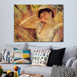 Riproduzioni di alta qualità dei dipinti di Pierre Auguste Renoir The Sleeper Handmade Canvas Art Contemporary Living Room Decor