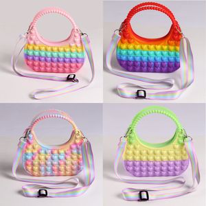 Pop Toy Bag Messenger Rainbow Handheld Armpit Bag Stress Release Pop Storage Bag con tracolla