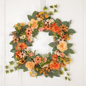 Dekorative Blumen, künstliche Blumen, Pfingstrosen-Girlande, DIY kleine wilde Chrysantheme, halbhandgefertigt, Wohnzimmer-Wanddekoration, Tür-Hängeblätter