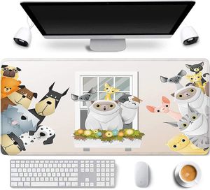 31,5 x 11,8 polegadas antiderrapante longo estendido grande mouse pad para jogos com bordas costuradas teclado de computador mouse pad almofada de mesa animal fofo