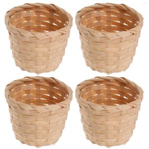 Учетные наборы Bamboo Mini Flower Basket Home Decorative Simple Storage Artificial Fruit Holder