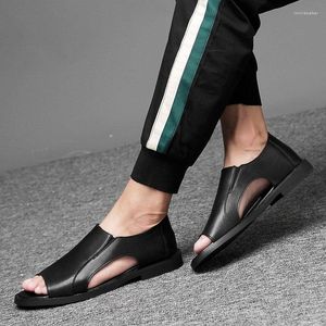 Sandals Men Shoes Plus Size Flats Мужская мужская кожа летняя пляжная кожа Open Toe gapatos de hombres personlizar M0706