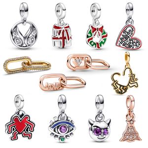 Серия New Charm Graffiti Series 925 Серебряные серебряные подвесные кусочные кусочки Love Heart Run Charm для женских украшений Pand0ra 2022