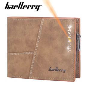 Baellerry New Short Men Swells Название гравированная бренда мужской кошелек Classic Slim Card Holder Высококачественный роскошный маленький мужской кошелек