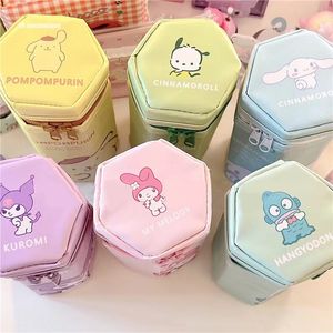 Octagonal cartoon pen holder, large capacity, cute Pacha dog pencil case, student stationery pen case, Korean PU pen case