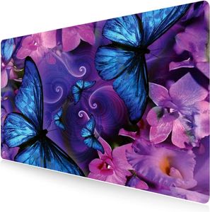 Extended Gaming Mouse Pad Large Desk Mat 35.4x15.7in Mouse Pad Non-Slip Rubber Base Keyboard Pad Waterproof -Blue Butterflies