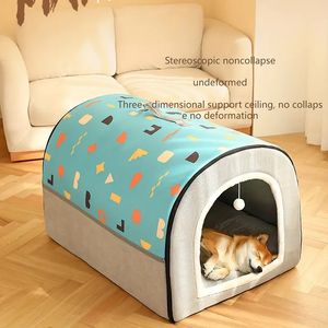 Cane di taglia media e grande Doppio uso Rimovibile Lavabile Pieghevole Cuccia Gatto Villa Design originale Motivo geometrico Cane Casa semichiusa Nido Quattro st