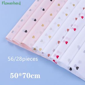 Packaging Paper 28/56pieces/lot 500x700mm Peach Heart Tissue Paper Gift Wrapping Paper Clothing Packing Flower Bouquet Packaging DIY Craft Paper 230707