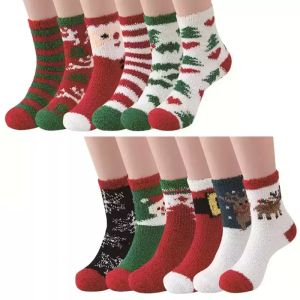 Elk Christmas socks thickened coral fleece Women Men Lady socks floor sock Winter Christmas-socks Gifts