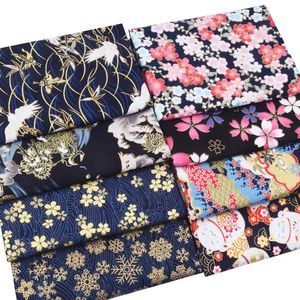 Ткань и швейная черная красная вишня бронзовая хлопчатобумажная ткань для кимоно -бабочка из швейного швейного стега Японская ткань 230707