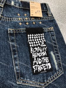 Ksubi jeans designer hög midja rak fat utanför slit design mörkblå denim pants kvinna