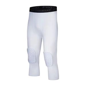 Basketball Shorts Sports Anti-Avoidance Safety Mens Fitness 3/4 Leggings With Knee Pads Compression Trousers knee proof