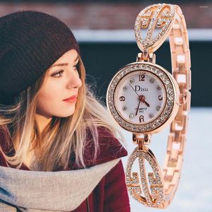 Wristwatches Womens Rhinestone Quartz Watch Rose Gold And Silver Top Brand Small Wrists Ladies Low Price Jewelry Bracelet Relogio Feminino