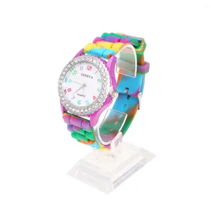 Wristwatches Camo Silicone Diamond Studded Lady Watch Beautiful Women For Use (Purple)