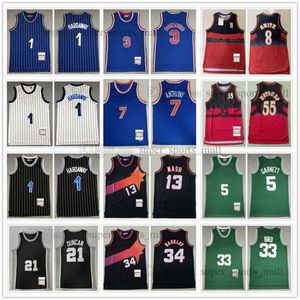 Gümrük Satış Basketbol Formaları Sprewell Patrick Ewing Penny Hardaway Kevin Garnett Russell Larry Bird Charles Barkley Steve Nash Mutombo Jersey