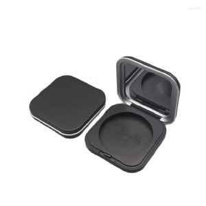 Storage Bottles Empty Compact Powder Case Matte Black Square Highlighter Magnetic Makeup Box Blush Container With Mirror