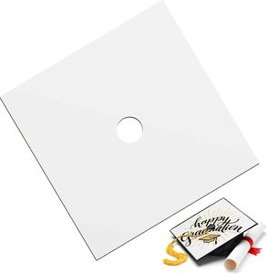 Novo 21.5x21.5cm sublimação em branco Cap de graduação Placa de transferência de calor Branco MDF Capéu de adesivo Decorações para meninos Cerimônia de pós -graduação Party 0416