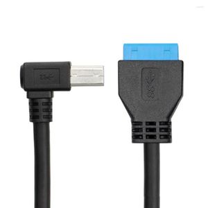 Bilgisayar Kabloları Xiwai 50cm USB 3.0 B Tip Erkek - Anakart 19pin Başlık Kablosu 90 Derece Sol Açılı