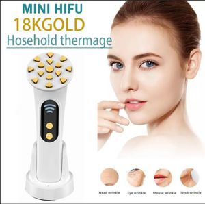 Home Beauty Instrument18kGOLD Mini HIFU Maschine Ultraschall RF Lifting Gerät EMS Lift Firm Straffung Haut Falten Gesichtspflege Schönheit Werkzeuge