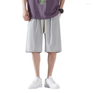 メンズショーツ夏アイスシルクバスケットボール男性薄部ルーズファッション若者スポーツパンツ 5 点カジュアルズボン服