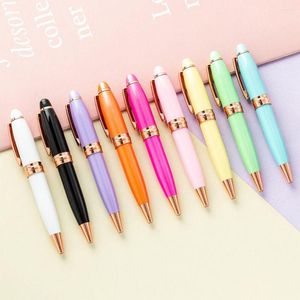 1 peça mini caneta esferográfica de metal durável tinta colorida tamanho de bolso portátil para pequenas empresas ferramenta de escrita requintada