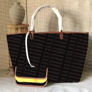 Bolsas de moda com alças de couro genuíno revestidas de lona feminina bolsa aberta