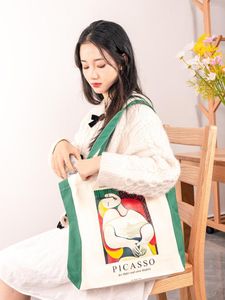 Alışveriş çantaları kadın tuval omuz çantası picasso resimler günlük öğrenciler kitaplar kalın pamuklu kumaş çanta tote kızlar için