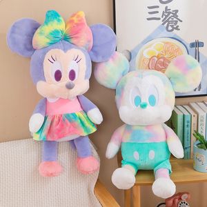 Atacado anime tie-dye Dazzle brinquedos de pelúcia fofos Cartoon Mouse Doll jogos infantis colegas de brincadeira presentes de feriado decorações de quarto