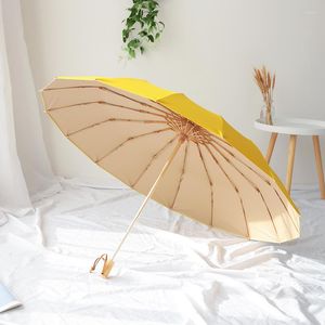 Regenschirme japanischer Luxus Wowden Parasol Einfache Frau Sunny Regentary Ligy Folding UV-Schutz langlebiger Regenschirm Vintage Windproof U5B