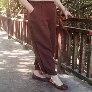 パンツパラッツォ女性のためのプラスサイズワイドレッグドレスリネンスラックス夏弾性ウエストトレーニング服ズボン WD156