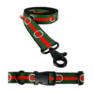 Koppl designer hundhalsband Set Klassiskt bokstäver mönster Mjuk justerbar nylon hundhalsband för små medelstora hundar Cat Shih Tzu Pudel Fit Neck 9.4in-19in Green