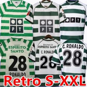 C.RONALDO 01 02 03 04 Lisboa retro camisas de futebol ronaldo Marius Niculae João Pinto 2001 2002 2003 2004 Lisboa RONALDO Clássico Camisas de futebol vintage tops Sporting