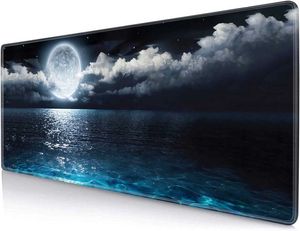 Blue Ocean Moon Extended Gaming Mouse Pad Halkfri vattentät tangentbord Musmatta Stor musmatta för bärbar dator 31,5x11,8in